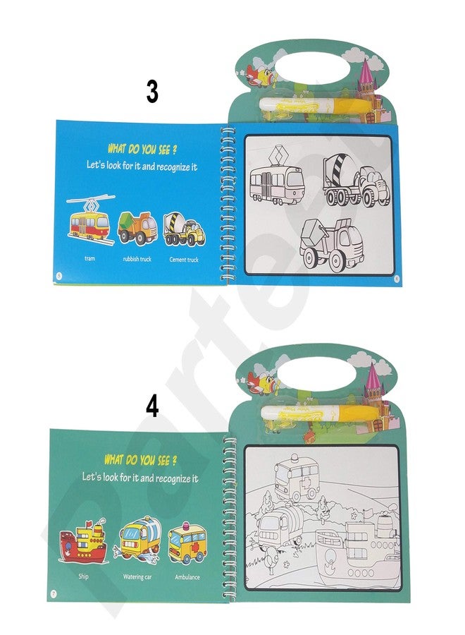 PARTEET Reusable Magic Water Painting Book Magic Doodle Pen Kids Coloring Doodle Drawing Board Games Child Educational Toy Magic Book Water Painting for Kids (1Pc)(Assorted Character) - Image 3